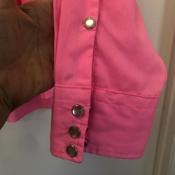 Malco Modes Vintage Pink Long Sleeve Western Shirt Size 16.5/33 - Picture 3 of 5